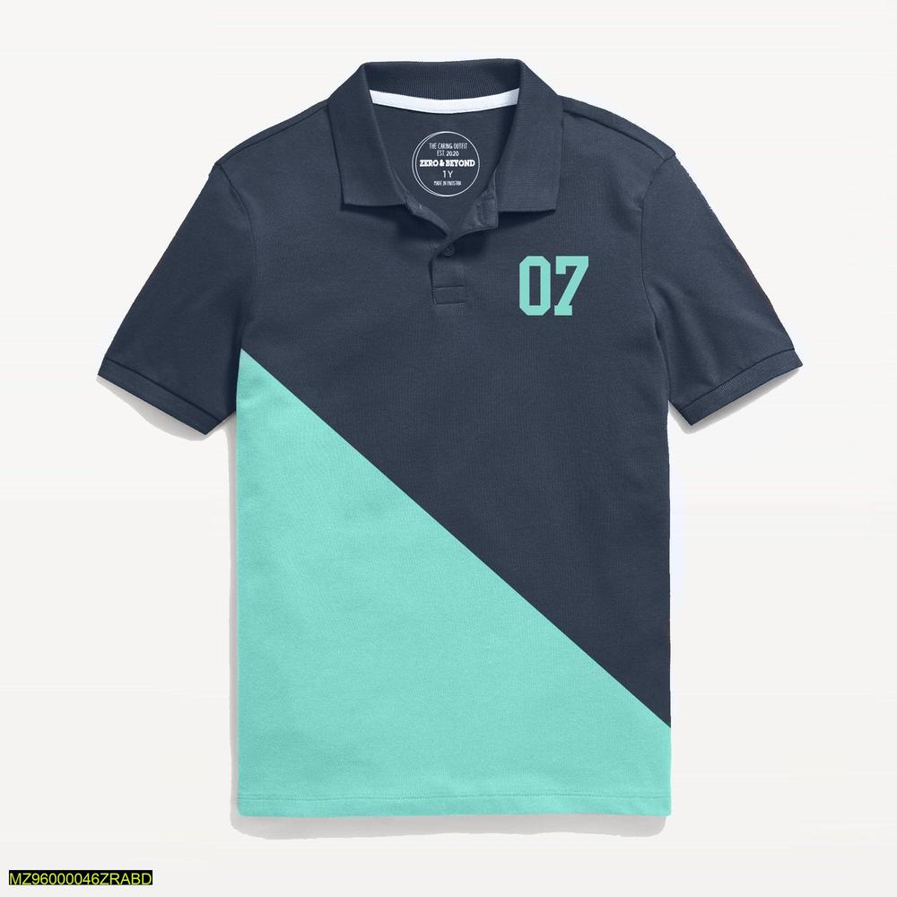 Two-Tone Cotton Polo for Kids 07 Print