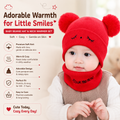 Baby Bear Ears Wool Cap with Embroidered Face