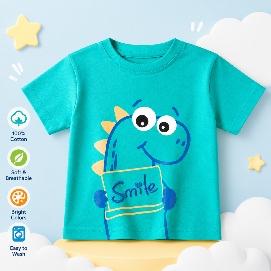 Boys Summer Short Sleeve T-Shirt Emerald Green 90cm