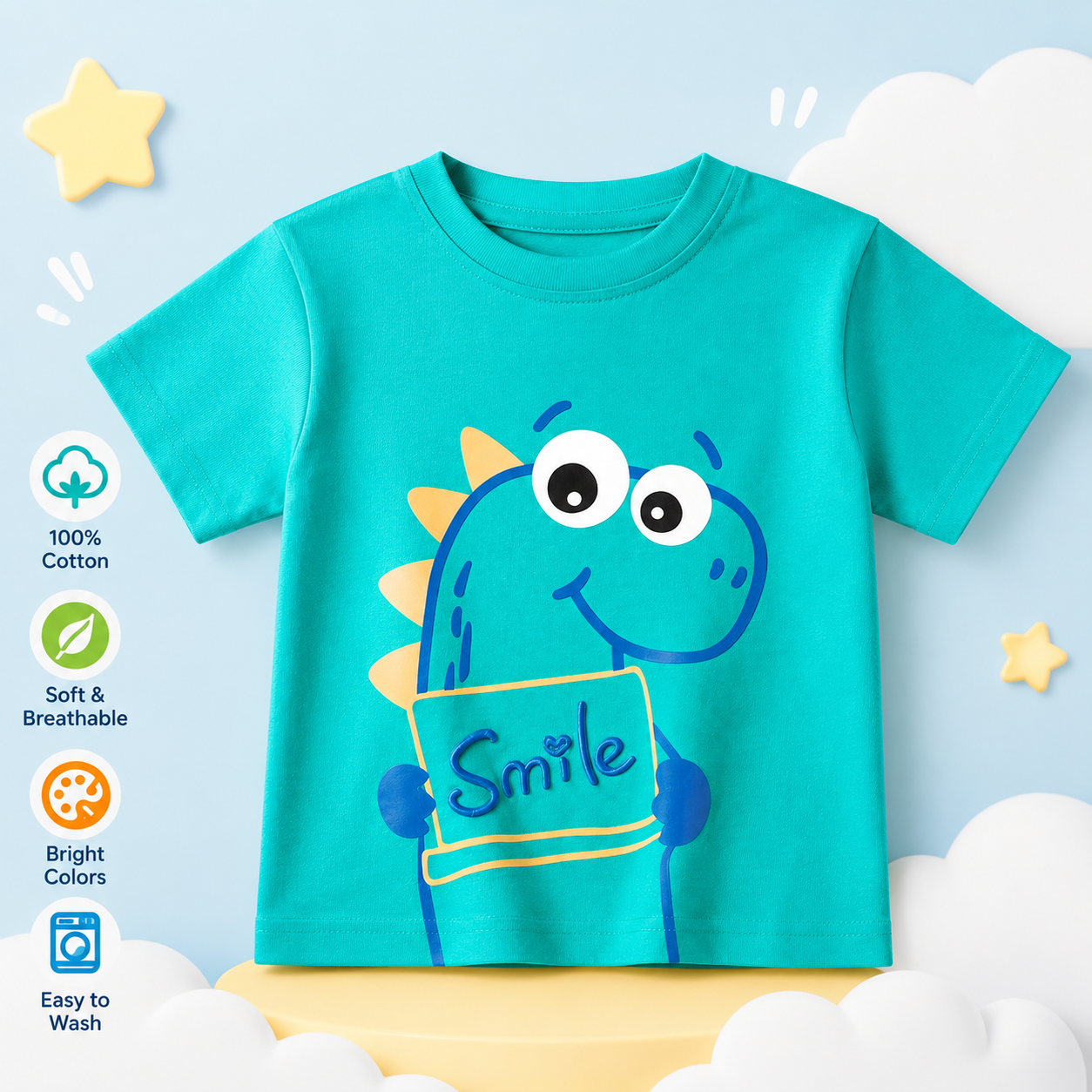 Boys Summer Short Sleeve T-Shirt Emerald Green 90cm