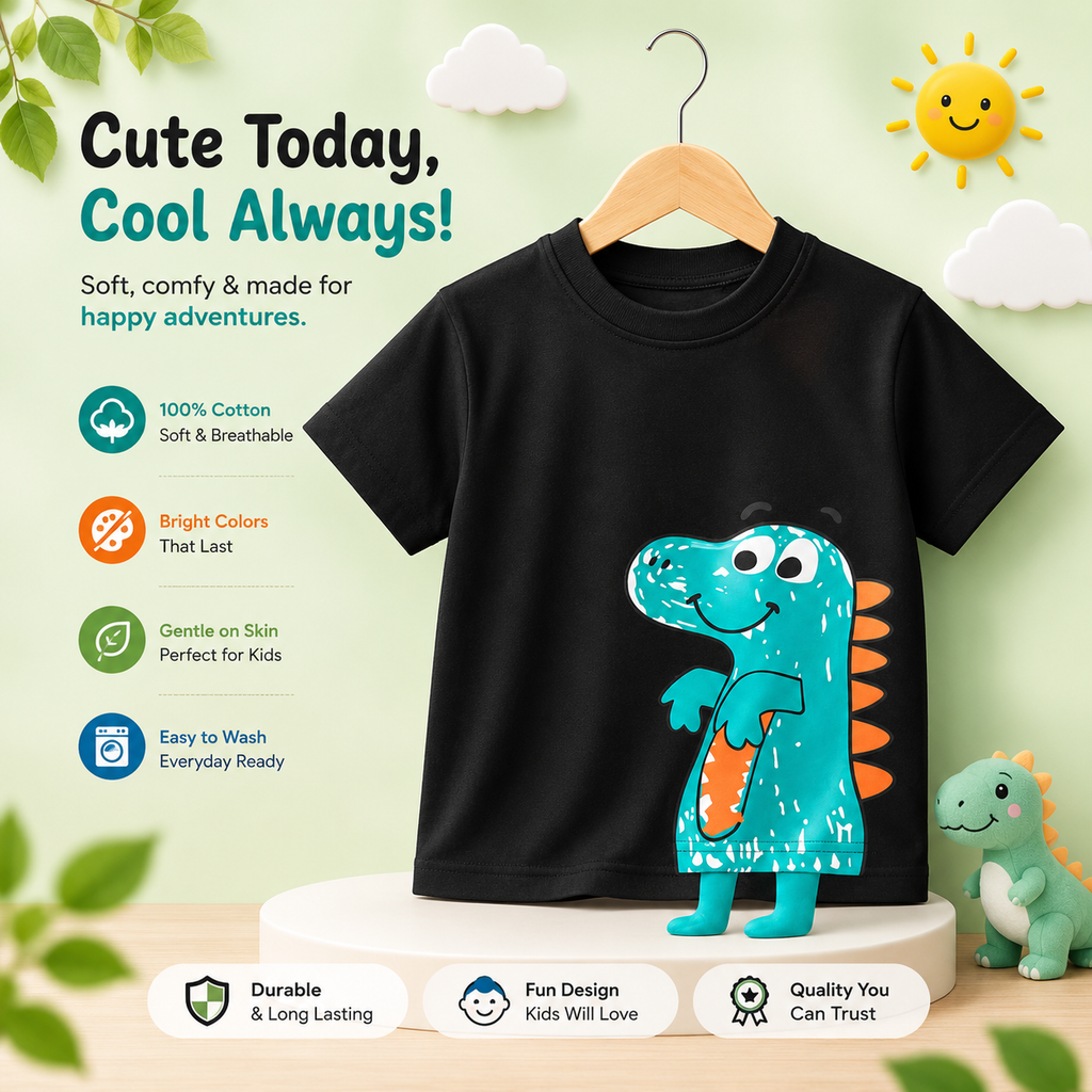 Boys Cotton Dinosaur T-Shirt Light Purple Summer