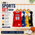 Kids Sports Shorts Set 65 Print Red Blue Yellow Black