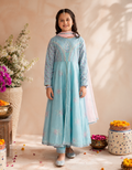 Turquoise Embroidered Lawn 3-Piece Suit for Girls