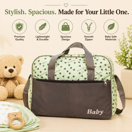 Baby Bag White Green Nylon Lightweight Daily Carry