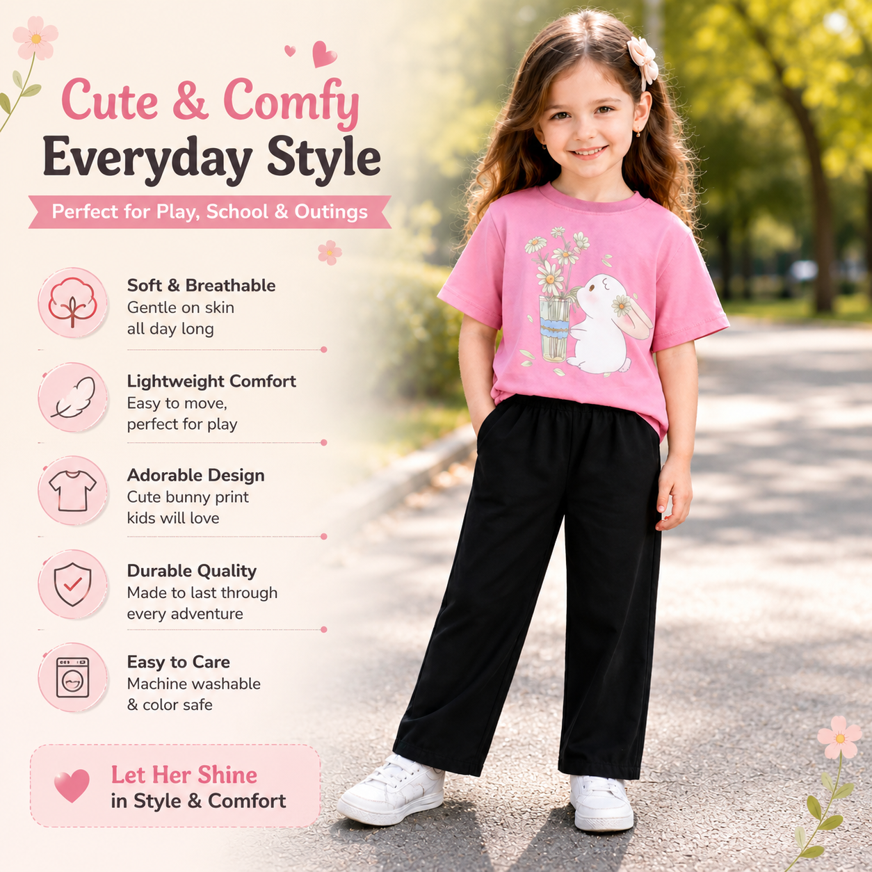 Girls Printed T-Shirt & Trouser Set 1-8Yrs
