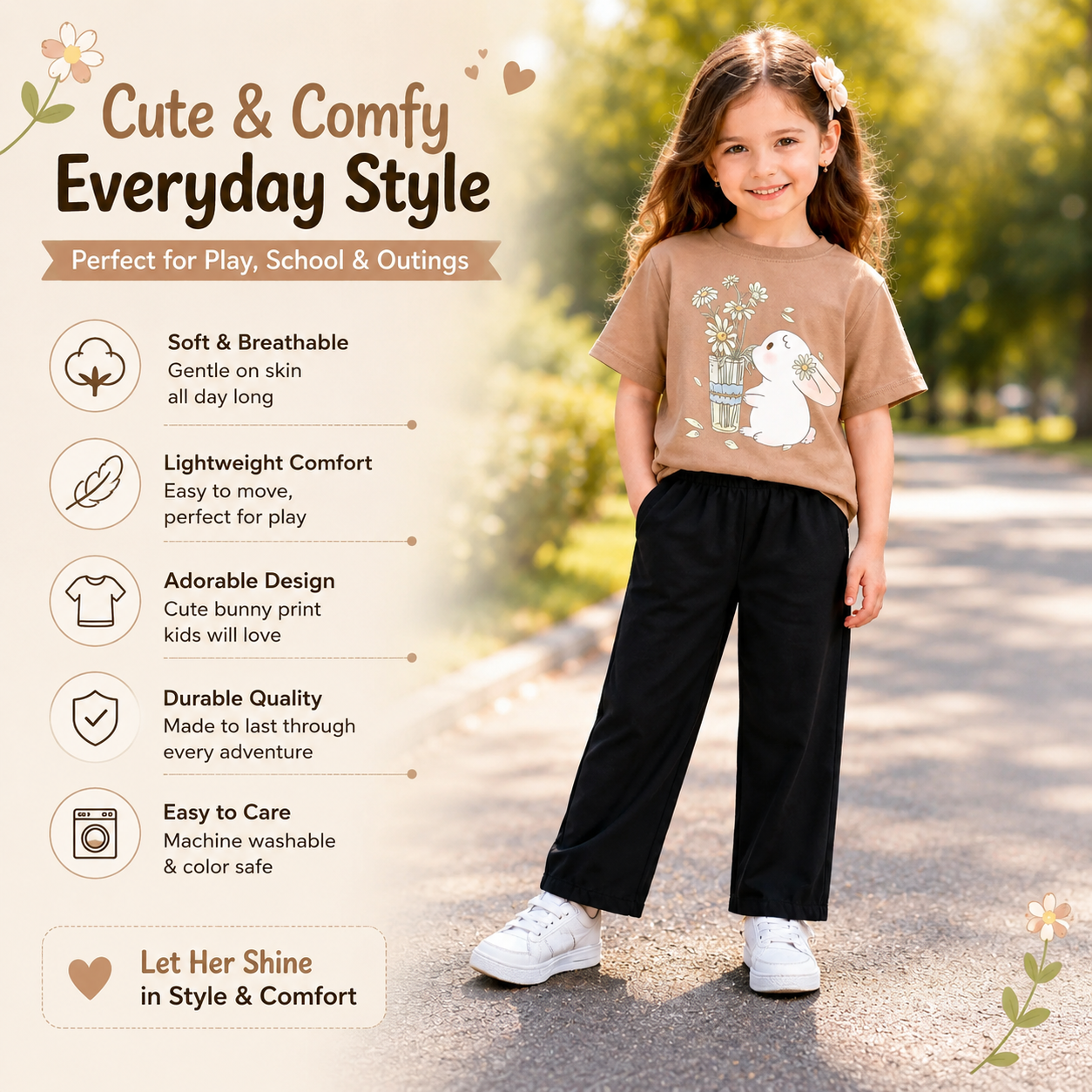 Girls Printed T-Shirt & Trouser Set 1-8Yrs