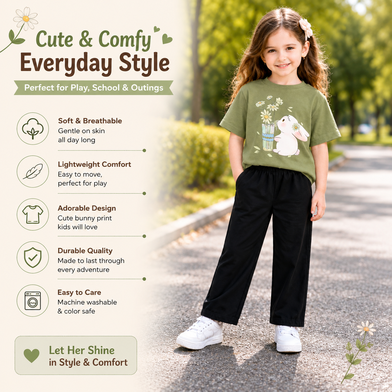 Girls Printed T-Shirt & Trouser Set 1-8Yrs