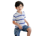 Green Striped Cotton Polo Shirt for Boys Summer